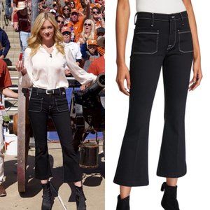 FRAME Le Bardot Crop Flare Contrast Stitch in Noir